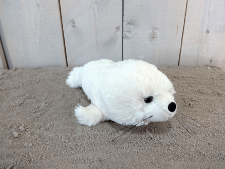 Knuffel | Zeehond Soft  liggend Wit (groot 30 cm)