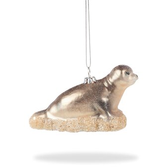 Zeehond ornament zilver
