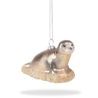 Zeehond ornament zilver