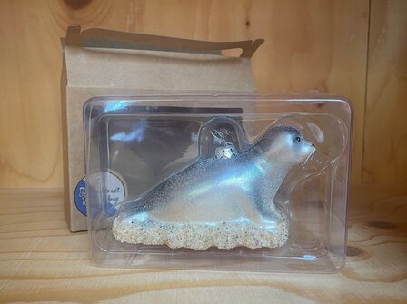 Zeehond ornament zilver