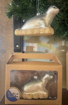 Zeehond ornament zilver