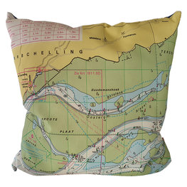 Waterkaart Terschelling| Kussen met vulling