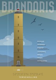 Poster Brandaris Licht blauw | Terschelling