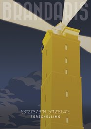 Poster Brandaris bij nacht | Terschelling