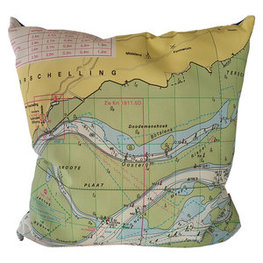 Waterkaart Terschelling | Kussen zonder vulling