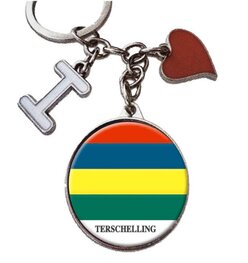 Sleutelhanger | Rood hart en ronde vlag Sleutelhanger | Rood hart en ronde vlag